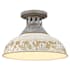 Golden Lighting Kinsley 14" Wide Semi-Flush Ceiling Fixture with Antique Ivory Shade Aged Galvanized Steel